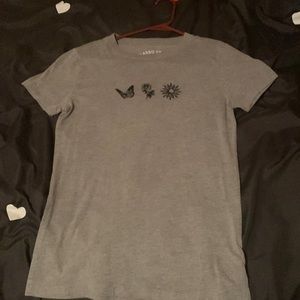 Grey Rose, Butterly and Sun Shirt
